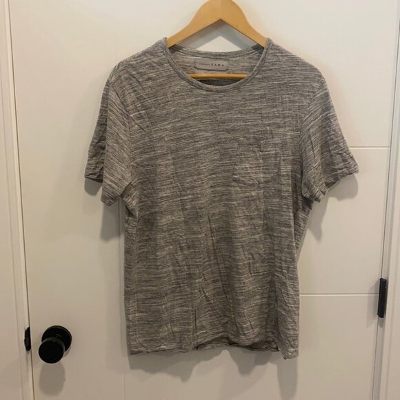 Zara daily gray  short sleeve shirt size large - Picture 1 of 8